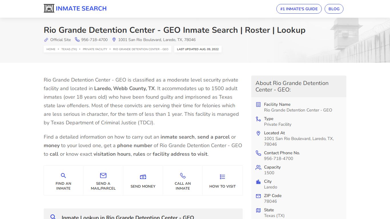 Rio Grande Detention Center - GEO Inmate Search | Roster ...